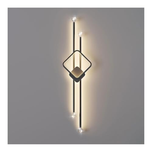 絶妙な壁ランプ ブラック リニア 壁取り付け用燭台 ホワイトメタルストリップ モダン LED ベッドサイドマウントランプ 寝室 リビングルーム 書斎 ダイニング 廊下 階段 ホール レストラン用 (80CM)