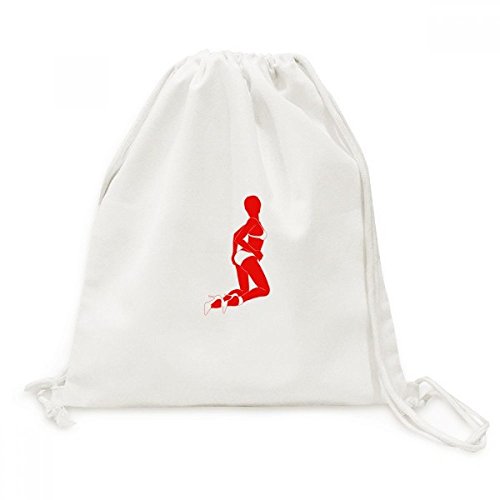 Sac à dos cordon voyage en toile imprimée Bikini Rouge pour femme