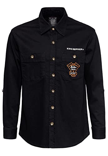 King Kerosin Speedshop - Camisa vaquera para hombre, para el tiempo libre, ajuste regular, Negro , M Cover
