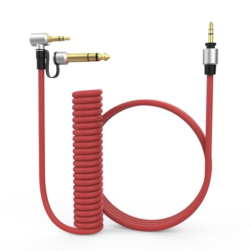 Zosvoses Cable de audio de 3,5 mm a 3,5 mm y 6,5 mm compatible con Beats by Dr Dre Solo Studio Pro Detox Wireless Mixr Executive, cable de extensión de auriculares ejecutivos, 5 a 6,5 pies (rojo)