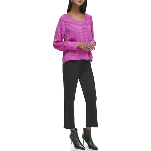 Image of Calvin Klein Womens V Neck Long Sleeve Blouse