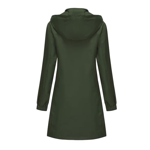 JWNYJFB Packable Rain Jacket for Women - Lightweight Army Green Windbreaker for Casual Hiking and Travel - Image 4