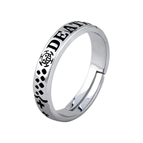 Anime One Piece Trafalgar Law Luffy Hat Portgas D Ace Anel ajustável para homens mulheres 925 anéis