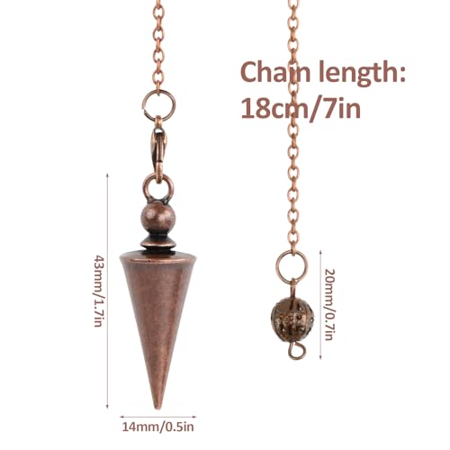 YILANJIN Kupfer Pendel, Pendel Esoterik Metall, Pendel Kette Esoterik, Spirituelle Pendel Anhänger Kette für Heilung, Chakra, Meditation, Wünschelruten, Wahrsagung (Bronze)