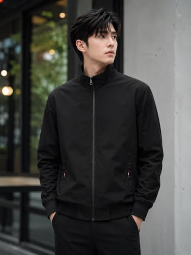 Image of TAGAS Men's Regular Jacket Fit For Casual Wear || Low-Cut Standing Collar || Men's Track Jackets | Stylish Jacket For Men ||Regular Fit Zip-Up Casual jacket|| bomber jacket for men