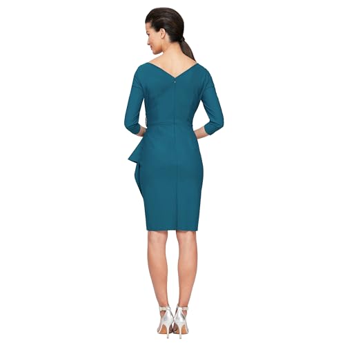 Image of Alex Evenings Women's Slimming Short Sheath 3 /4 Sleeve Cocktail Dress, Wedding Guest
