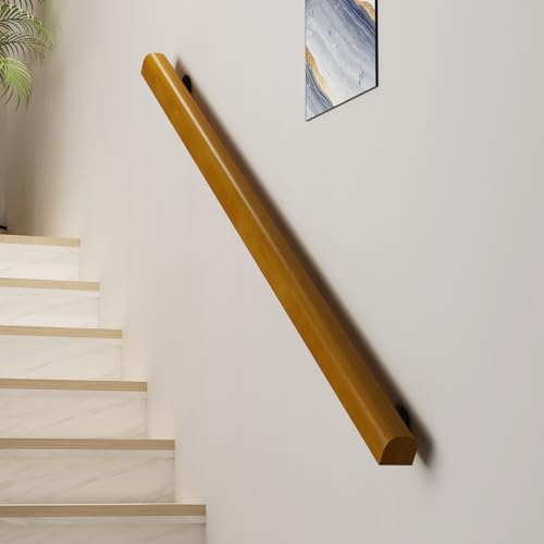 6FT Wooden Stair Railing Indoor, Wall Railings for Stairs, Hand Rails for Indoor Stairs, Non-Slip Stair Handrail for Home Garden Corridor Lofts Kindergarten Guardrail(2 Sections, 2 x 3FT) by BalaHou - Image 8
