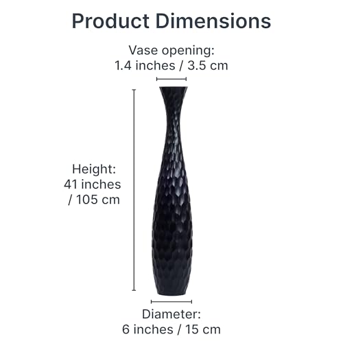 Image of Leewadee Large Floor Vase 41 inches Mango Wood for Pampas Grass, Dried Flowers