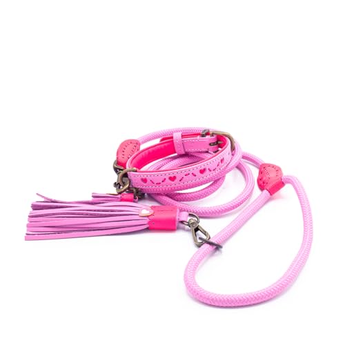 DWAM Dog with a Mission – Hundehalsband - Verstellbar - Weichem Leder – Rosa – L – Leder – Halsumfang zwischen 38–47 x 2,5 cm – Sweety