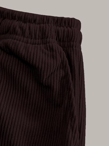 Image of Pinkmint Men's Stretchable Ribbed Track Pants | Poly Lycra Relaxed Fit Trousers | Elastic Waist Drawstring Joggers | Casual, Gym, Lounge Wear for Men