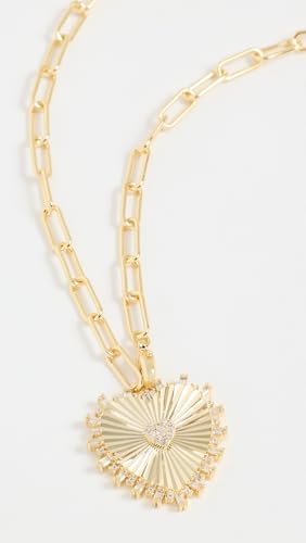 ADINA EDEN Women's Pave Accented Heart Pendant Lariat Necklace, Gold, One Size2