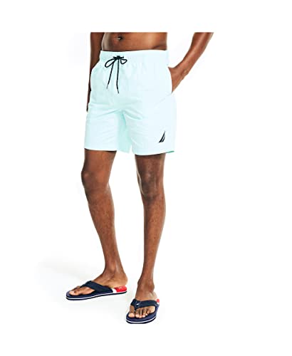 Nautica Mens 8" Solid Quick-Dry Short Swim Trunks, Reel Aqua, Large Us #TOP17