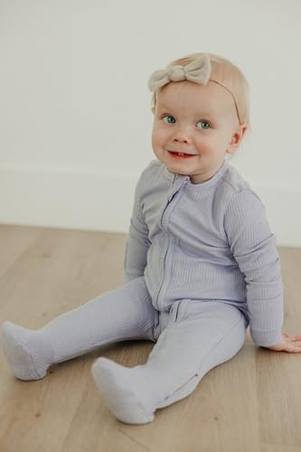 Image of Copper Pearl Baby Zip-Up Footie Pajamas - Soft Stretchy Sleep and Play Footies for Boys and Girls