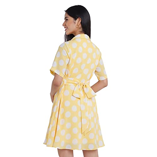 Image of Zink London Women's Yellow A-Line Short Dress