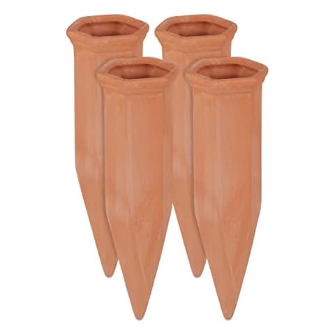 Relaxdays Clay Watering Cones Set for Plants Cover