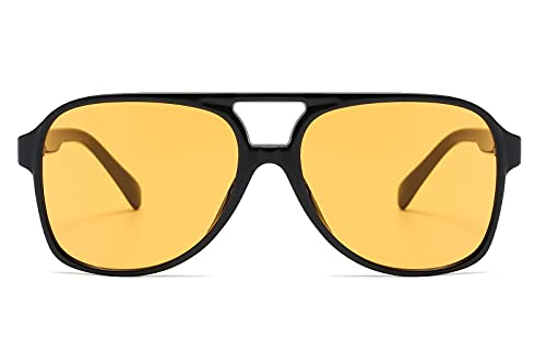 YAMEIZE Night Vision Driving Glasses - 70s Sunglasses for Women Men Double Bridge Anti Glare Glasses Outdoor2