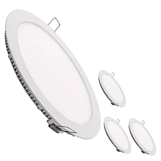 Pack 4x Panel Downlight LED redondo plano. 220mm, 20W. Color Blanco Frio (6500K). 1800 Lumenes . Driver incluido.