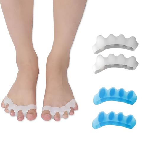CUEMOON Lot de 4 séparateurs d'orteils en silicone pour pédicure - Séparateurs d'orteils en silicone pour corriger l'hallux valgus - Réutilisables et lavables