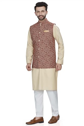 Image of BE ACTIVE Cotton Nehru Jacket for Men | Versatile Festive & Casual Ethnic Wear | Ethnic Standard Length Jacket