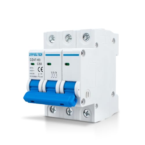 Innfeeltech 1 Pcs 50 Amp Current 230V Miniature Circuit Breakers MCB Triple Pole for DIN Rail Mounting