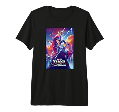 T-shirt Thor Odinson Marvel vêtement de collection noir Love and Thunder poster