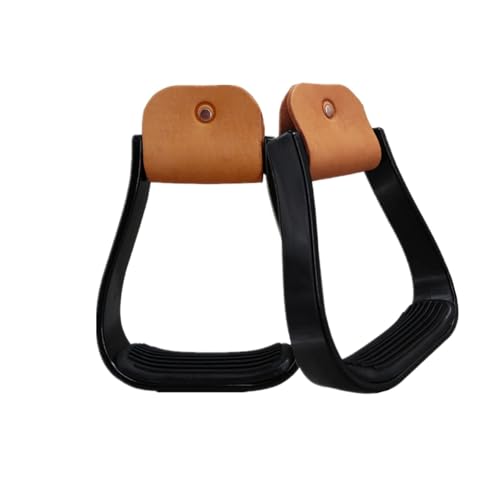 2 Pcs Aluminum Western Horse Riding Stirrups, Lightweight Overshoe Safety Design with Anti-Slip Rubber Foot Mat, Cushioned for Ankle Stress Relief Fatigue Reduction for Equestrian Saddles (Black) - Thumbnail 5