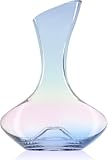 Iridescent Crystal Wine Decanter, 53oz Hand-Blown Carafe, Unique Design for Wine Aeration and Presentation (53OZ)