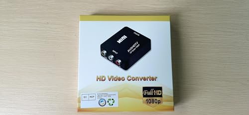Amtake RCA to HDMI Converter, 1080P RCA Composite CVBS AV to HDMI Video Audio Converter Adapter Compatible with N64 Wii PS2 Xbox VHS VCR Camera DVD, Support PAL/NTSC with HDMI and USB Power Cable
