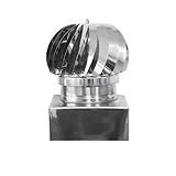 PIKAPPA 1302I Windabzug aus Edelstahl mit quadratischem Sockel 270 x 270 mm für Rohre und Schornsteine