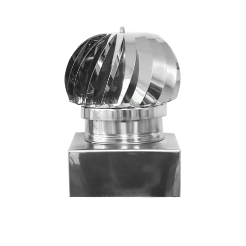 PIKAPPA 1302I Windabzug aus Edelstahl mit quadratischem Sockel 270 x 270 mm für Rohre und Schornsteine