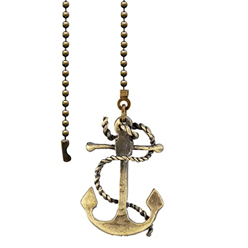 Image of Ceiling Fan Pull Chain 12 inch Anchor Pull Chain Extension Fan Chain Extender Ceiling Fan Pulls Ornament with Ball Fan Chain Connector for Ceiling Fan Light, 1PCS (Anchor)