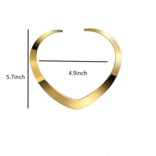 High Polished Stainless Steel Necklace, Love Choker Heart Shape Women Statement Jewelry (Gold)2