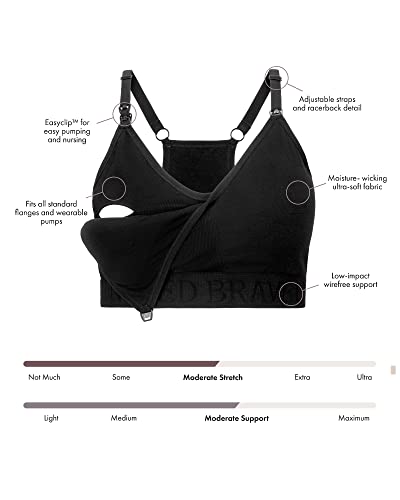 Kindred Bravely Sublime Hands Free Sports Pumping Bra | Patented All-In-One Pumping & Nursing Sports Bra (Black, Medium) #TOP1