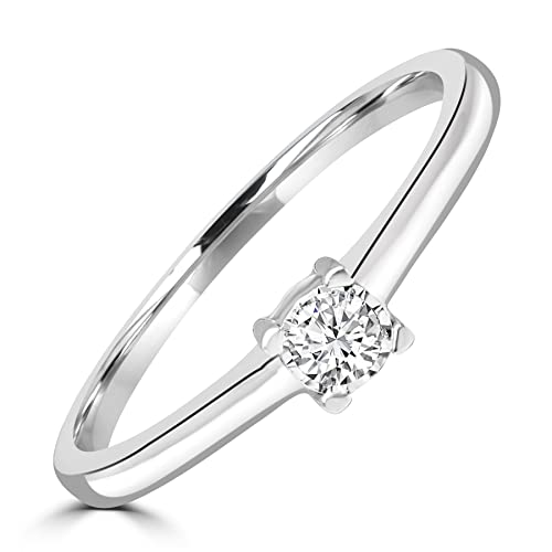 Bagues de fiançailles - Bague en or blanc pour elle - Bague en diamant 1/10ème carat pour ressembler à un quart de carat, Diamant Cover