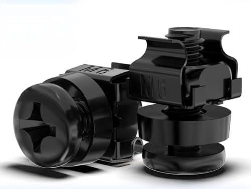 Lot de 100 écrous cages M6 x 16 pour armoires réseau – Écrou de blocage et vis M6, écrou cage M6, vis de montage, écrou cage pour rack, noir