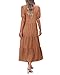 KIRUNDO Women Summer Dresses 2025 Spring Fashion Boho Puff Sleeve Square Neck Pocketed Loose Fit Tiered Flowy Maxi Dress(Brown, Large)