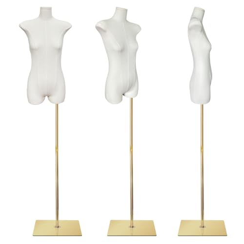 DamyTroso Female Mannequin Dress Form, Women Mannequin Torso for Sewing with Adjustable Metal Stand, Retail Mannequin Body, Clothing Dress Jewelry Display Manikin Body