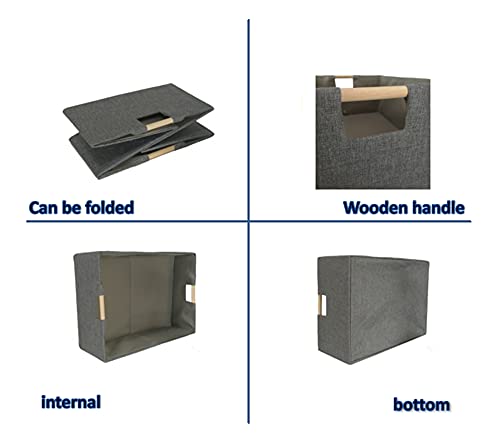 Image of Storage Bin for Shelves Rectangle Closet Baskets Foldable Box with Handles Gray Shelf Baskets Toy Boxes for Home Office Car Dormroom