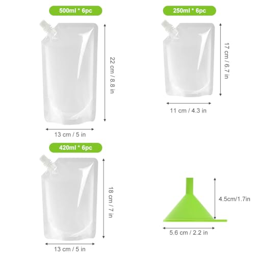 Miniatura 2 de Flintronic 18pcs Paquete Bolsas Para Bebidas, 250ml 420ml 500ml, Frascos De Plástico Reutilizables, Bolsas Ocultas Para Bebidas, Para Festivales, Viajes, Camping, Picnic, Fiestas