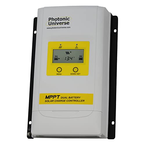 Photonic Universe 30A Dual Battery MPPT Solar Charge Controller with LCD Display for Solar Panels up to 390W (12V System) / 780W (24V System)