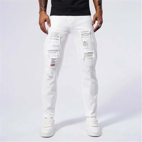 Hndudnff Men's Casual Hip-Hop High Skinny Ripped Jeans Slim Fit Stretch Cotton Denim Pants3