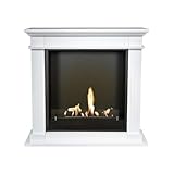 Tuniz BUL-HLW Bioethanol-Kamin - Weißer Holz-Kaminumbau - 3KW Heizung