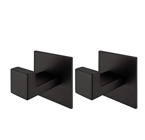 2-Pack Strong Adhesive Hooks for Hanging, Heavy Duty Wall Hooks for Coats, Towel - Stainless Steel - Self Adhesive Utility Hooks Wall Mount for Bathroom Shower Home Door Kitchen, Chrome