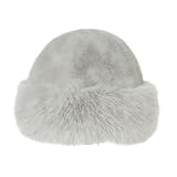 RNXRZANK Cappello Invernale in Similpelle, Antivento, Stile Cosacco Russo, Adatto per, Escursionismo E Viaggi Sulla Neve, Grigio