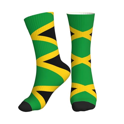 Chaussettes de sport mi-mollet avec drapeau de la Jamaïque - Chaussettes amusantes - Chaussettes de sport confortables pour homme et femme, 1 noir, Taille unique