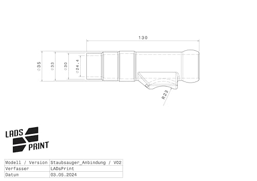 LADSPRINT® Saugrüssel Absaugung passend für Bosch PBD40 u.Ä. | Komplett mit 10 Gelenken | Passend für viele Modelle | Für Bohrer bis 40mm | Anschluss mit 3 Durchmessern | Made in Germany
