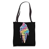 Trippy Ice Cream Cone Melting Food Art Psychedelic Surreal Tote Bag