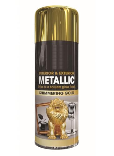 Inspired Essentials Metallic Spray Paint 400ml Multi-Purpose Use Spray for Metal and Wooden Furniture Ornaments Decorative Items and Much More for Interior & Exterior (1 Shimmering Gold)