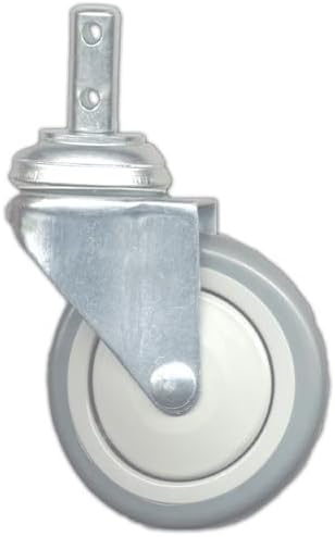 4" LAUNDRY CART CASTER WHEEL, ROUND POST, FITS R&B WIRE