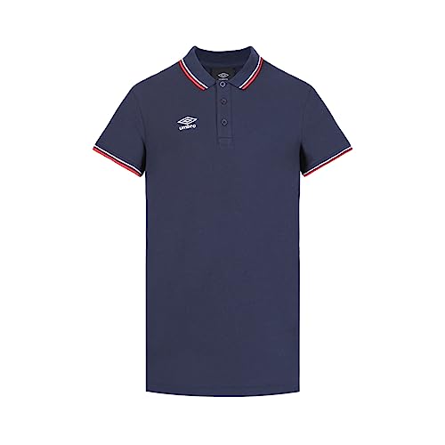 Umbro Polo Homme Bicolore en Coton Pique avec Logo brodé 806450, Bleu Taille L